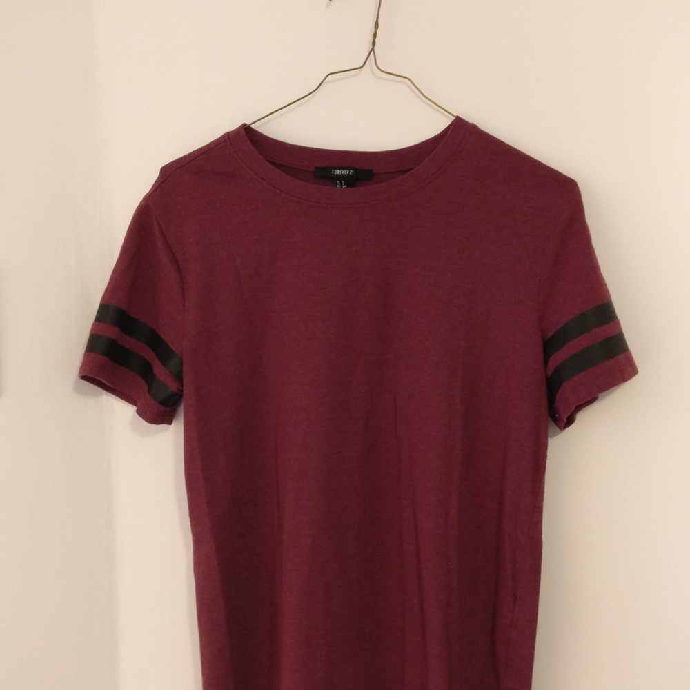 Maroon Tee with Leather Accent (Small)